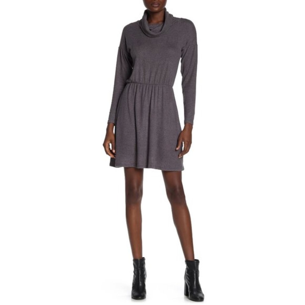 NWT Nordstrom Vanity Room Womens Size XL Gray Cowl Neck Sweater Mini Dress NEW